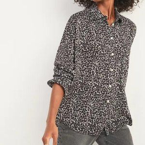 Oversized Boyfriend Leopard-Print Shirt for Women